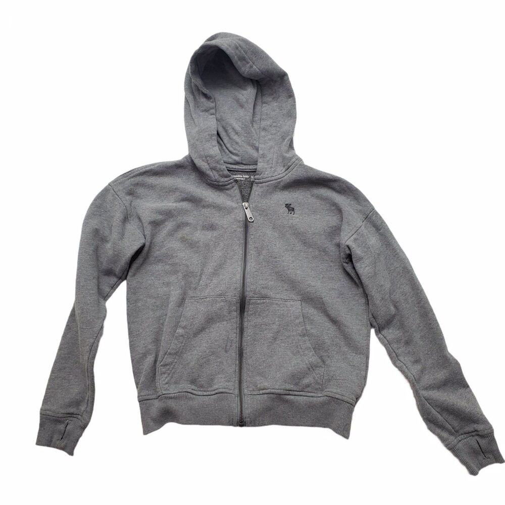 Abercrombie Kids Full Zip Hoodie Sweatshirt A&F Essentials 11-12 Years Gray